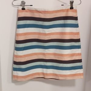 Loft Pale Pink and Teal Striped Pencil Skirt